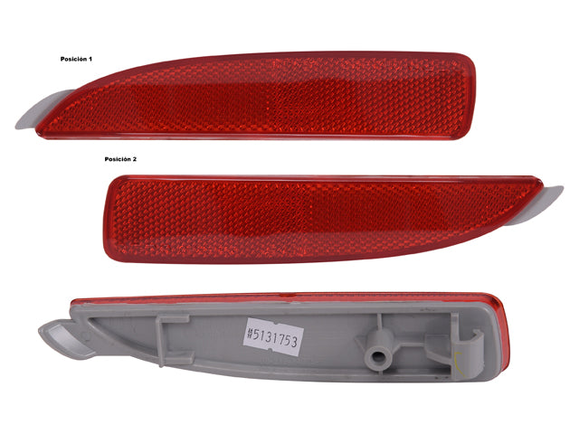 CUARTO REFLEJANTE TRASERO LATERAL MZ 3 04-09 IZQ/14-18 4 PUERTAS IZQ/6 14-18 IZQ/5 06-10 DER/5 11-15 ROJO DEPO IZQ