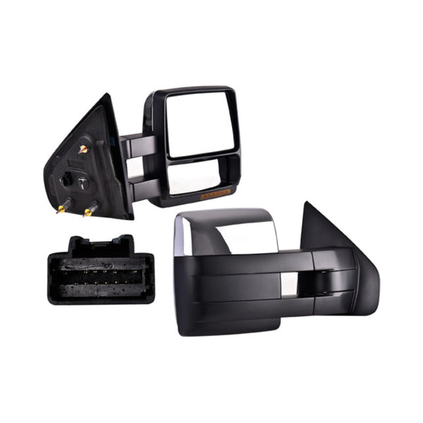 Espejo Fd Super Duty 08-16 Electrico C/Desempanante C/Direccional Cromado Telescopico 7 Pines P/ Ford Super Duty 2008-2016