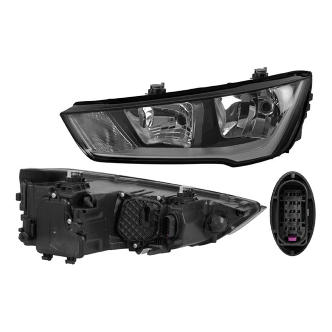 Faro Izquierdo para Audi A1 2016-2018 Halógeno Sin foco Con motor Fondo cromado Eléctrico Versión Cool