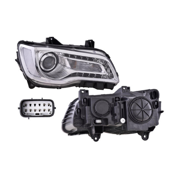 Faro Cr 300 18-19 Fondo Cromado Tyc Der P/ Chrysler 300 2018-2019