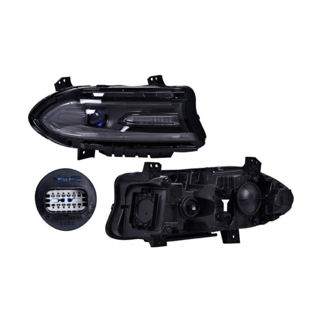Faro Dg Charger 15-16 C/Foco Halogeno Hir2 C/Lupa Azul C/Leds Depo Der P/ Dodge Charger 2015-2016