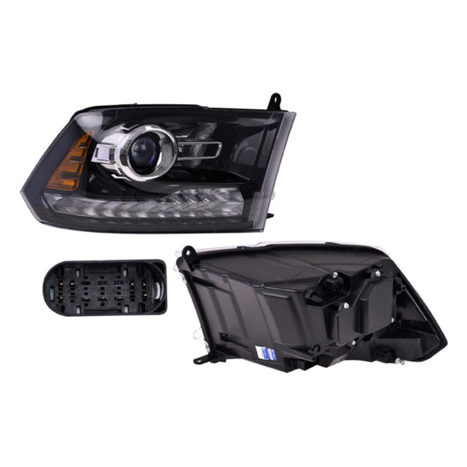 Faro Dg Ram C/Lupa Fondo Negro C/Foco Hb3 Depo Der P/ Dodge Ram 2016-2019