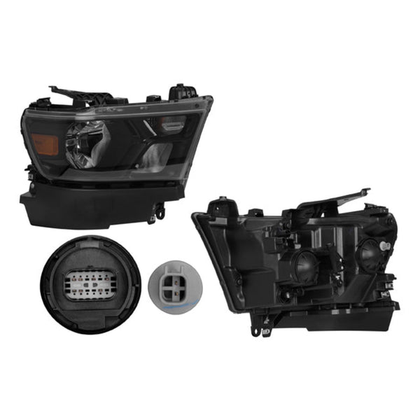 Faro Dg Ram Pu 1500 19-23 Linea Nueva Fondo Negro C/Foco Halogeno Depo Der P/ Dodge Ram 2019-2023