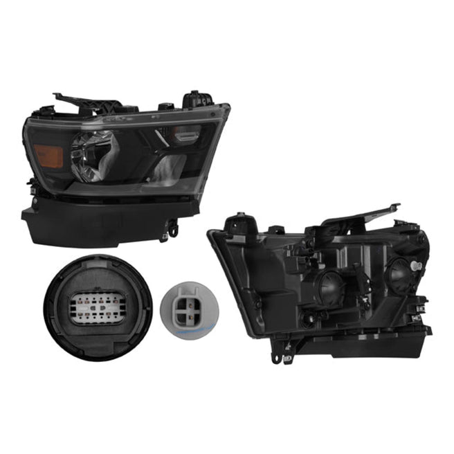 Faro Dg Ram Pu 1500 19-23 Linea Nueva Fondo Negro C/Foco Halogeno Depo Der P/ Dodge Ram 2019-2023