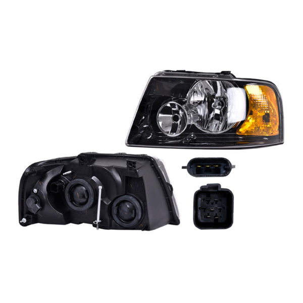 Faro Fd Expedition 03-06 Fondo Negro S/Foco Depo Izq P/ Ford Expedition 2003-2006