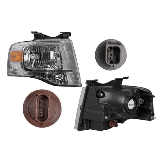 Faro Fd Expedition 07-14 Fondo Cromado S/Foco Depo Der P/ Ford Expedition 2007-2014