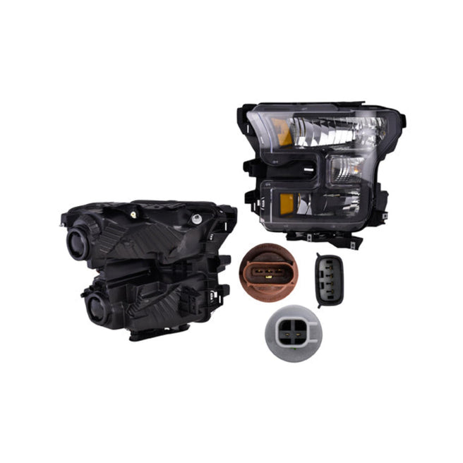Faro Fd F-150 15-17 Fondo Negro C/Foco Depo Izq P/ Ford F-150 2015-2017
