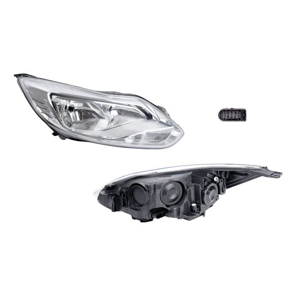 Faro Fd Focus 14-15 Manual Fondo Cromado Cuarto Blanco S Foco Der P/ Ford Focus 2014-2015