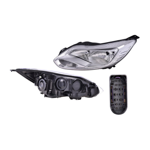 Faro Fd Focus 14-15 Electrico C/Motor Fondo Cromado Cuarto Blanco S/Foco Depo Izq P/ Ford Focus 2014-2015