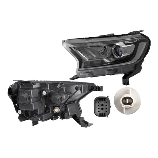 Faro Fd Ranger 17-21 Manual/Electrico P/Focos H11 Y Hb3 Fondo Negro S/Foco Depo Izq P/ Ford Ranger 2017-2021