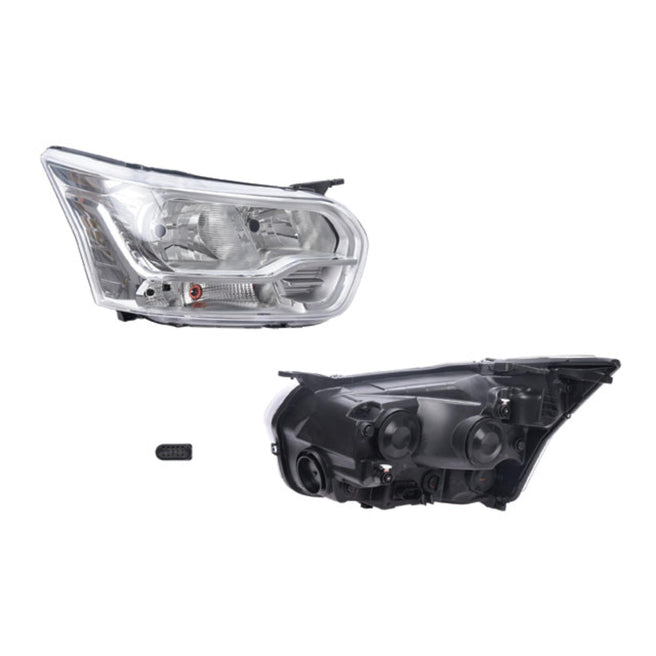 Faro Derecho para Ford Transit 2014-2016 Halógeno Sin foco Con motor Fondo cromado Eléctrico