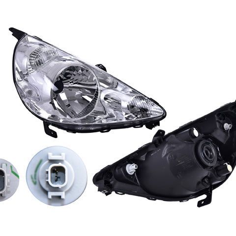 Faro Hd Fit 06-08 Manual Fondo Cromado P/Foco Halogeno S/Foco Depo Der P/ Honda Fit 2006-2008