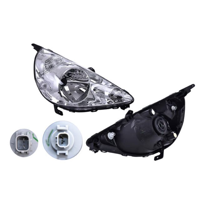 Faro Hd Fit 06-08 Manual Fondo Cromado P/Foco Halogeno S/Foco Depo Der P/ Honda Fit 2006-2008