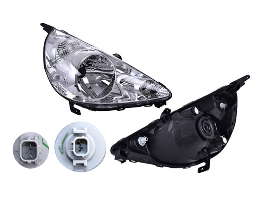 Faro Hd Fit 06-08 Manual Fondo Cromado P/Foco Halogeno S/Foco Depo Der P/ Honda Fit 2006-2008
