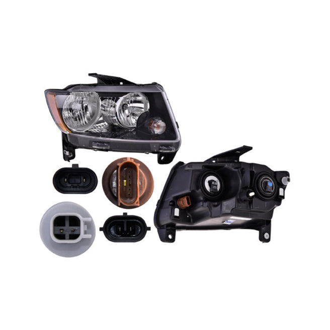 Faro Jp Compass 14-17 Filo Negro C/Foco Depo Der P/ Jeep Compass 2014-2017