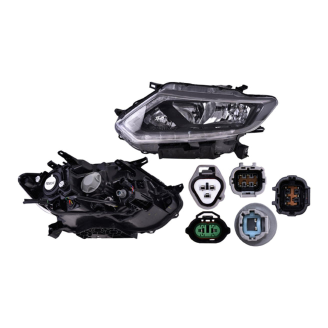 Faro Izquierdo para Nissan X-Trail 2015-2017 LED Halógeno Sin motor Fondo cromado Eléctrico