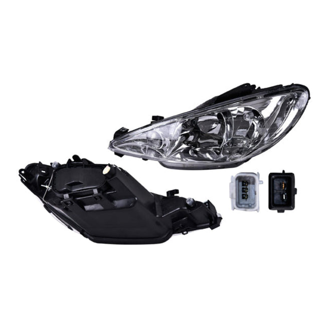 Faro Pg 206 03-09 Doble As Liso S/Foco Depo Izq P/ Peugeot 206 2003-2009
