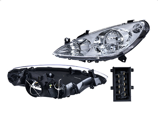 Faro Pg 307 01-04 Electrico C/Motor P/Foco Halogeno C/Faro De Niebla S/Foco Depo P/ Peugeot 307 2001-2004