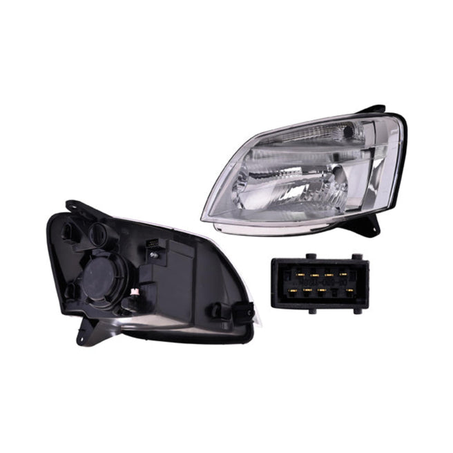 Faro Izquierdo para Peugeot Partner 2007-2011 Halógeno Sin foco Con motor Fondo cromado Eléctrico