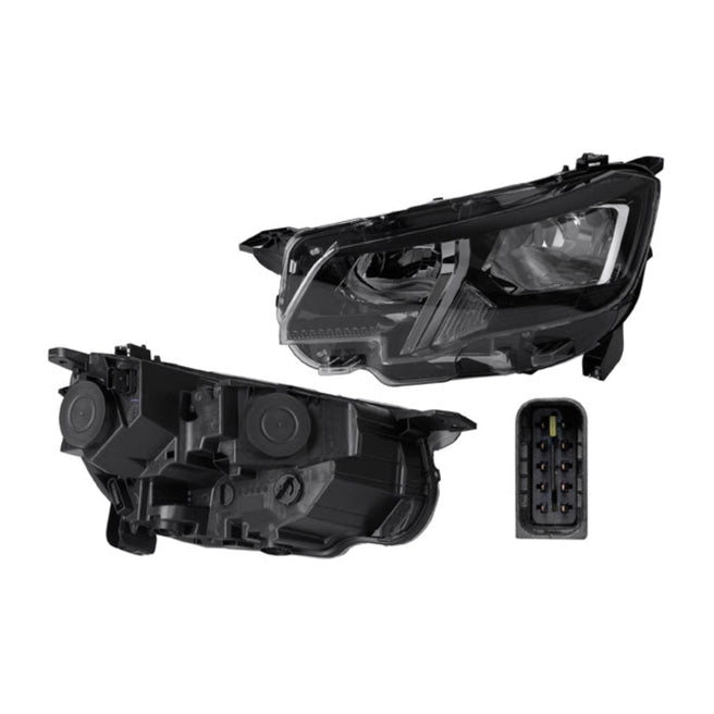 Faro Izquierdo para Peugeot Partner 2020-2024 Halógeno Sin foco Con motor Fondo cromado Eléctrico