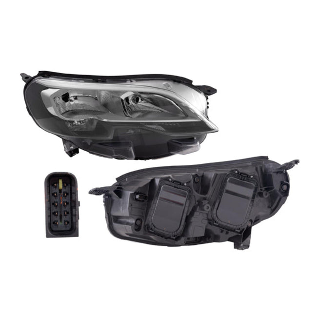 Faro Derecho para Peugeot Expert 2018-2020 Halógeno Sin foco Con motor Fondo cromado Eléctrico