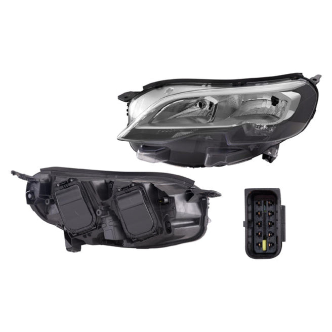 Faro Izquierdo para Peugeot Expert 2018-2020 Halógeno Sin foco Con motor Fondo cromado Eléctrico
