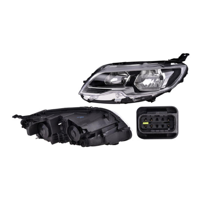 Faro Izquierdo para Peugeot 301 2018-2020 Halógeno Sin foco Fondo cromado Eléctrico