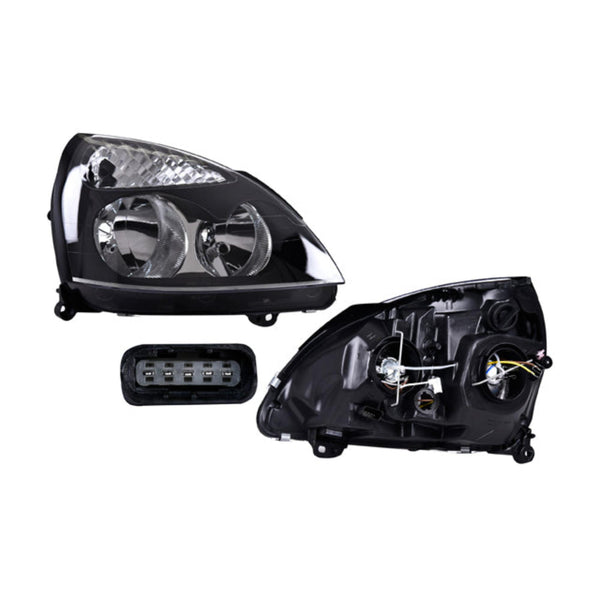 Faro Rn Clio 02-04 Electrico Fondo Negro P/Foco Halogeno S/Foco Depo Der P/ Renault Clio 2002-2004