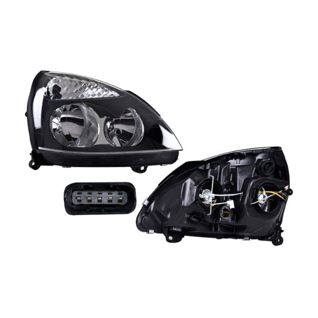 Faro Rn Clio 02-04 Electrico Fondo Negro P/Foco Halogeno S/Foco Depo Der P/ Renault Clio 2002-2004