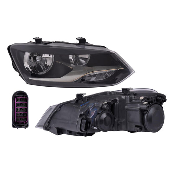 Faro Vw Polo 13-22 Electrico C/Motor Doble As P/Foco Halogeno S/Foco Depo Der P/ Volkswagen Polo 2013-2022