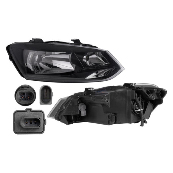 Faro Vw Vento Electrico C/Motor Fondo Negro Un As S/Foco Depo Der P/ Volkswagen Vento 2014-2015