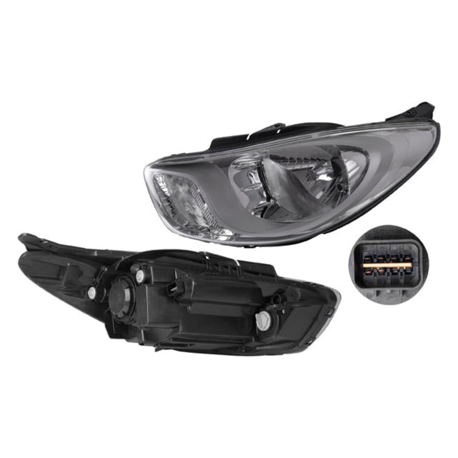 Faro Hy I10 11-14 Manual Fondo Cromado P/Foco Halogeno S/Foco Depo Izq P/ Hyundai Grand I10 2011-2014