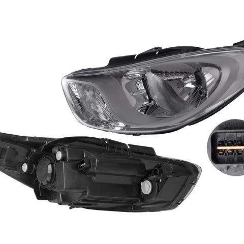 Faro Hy I10 11-14 Manual Fondo Cromado P/Foco Halogeno S/Foco Depo Izq P/ Hyundai Grand I10 2011-2014