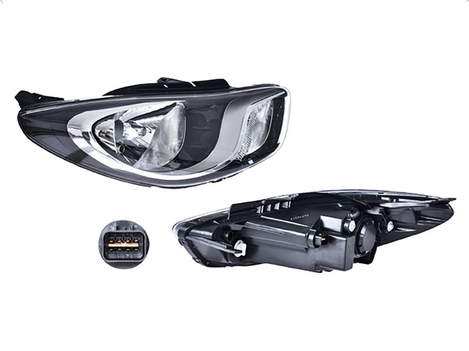 Faro Hy I10 11-14 Electrico S/Motor Fondo Negro P/Foco Halogeno S/Foco Depo Der P/ Hyundai Grand I10 2011-2014