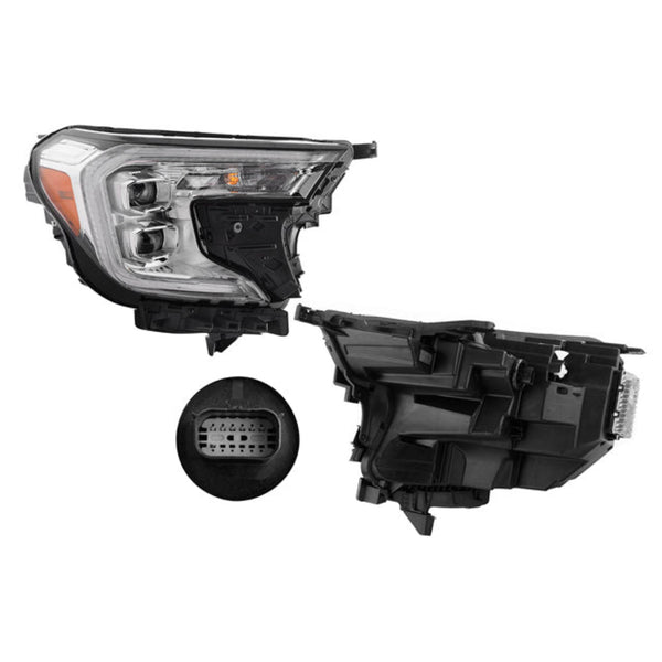 Faro Gm Terrain 22-24 Denali C/Lupa C/Leds Moldura Cromada Cn Der P/ Gmc Terrain 2022-2024