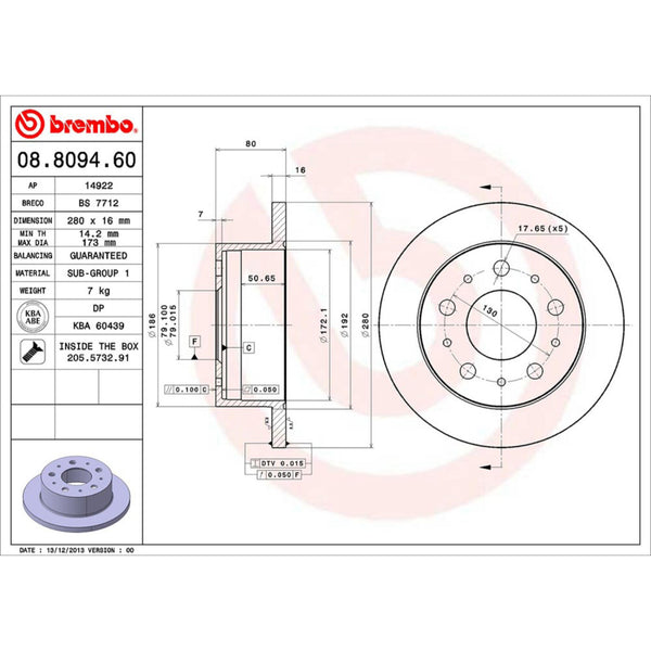 Disco De Freno Trasero Para Fiat Ducato 2008-2019