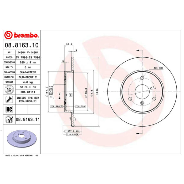 Disco De Freno Delantero Para Smart Fortwo 2005-2007