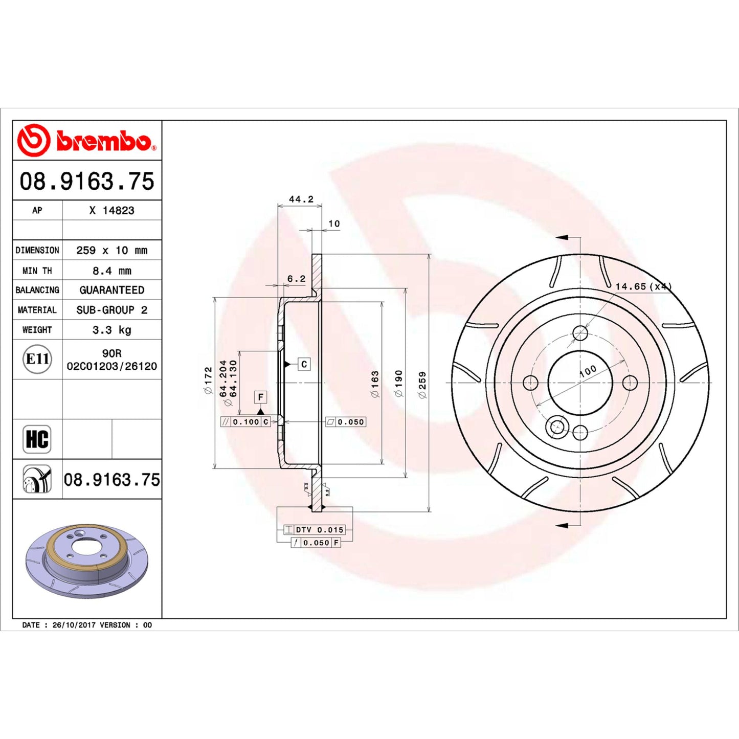 Disco De Freno Trasero Para Mini Cooper 2002-2006