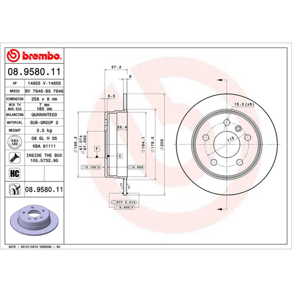 Disco De Freno Trasero Para Mercedes-Benz B200 2006-2011
