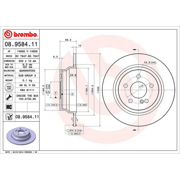 Disco De Freno Trasero Para Mercedes-Benz E320 2004-2005
