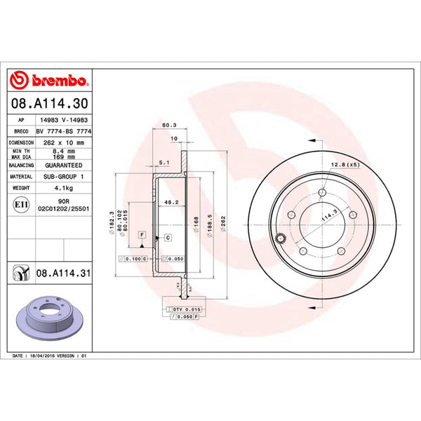 Disco De Freno Trasero Para Dodge Caliber 2007-2008
