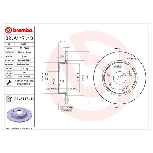 Disco De Freno Trasero Para Honda Civic 2006-2015