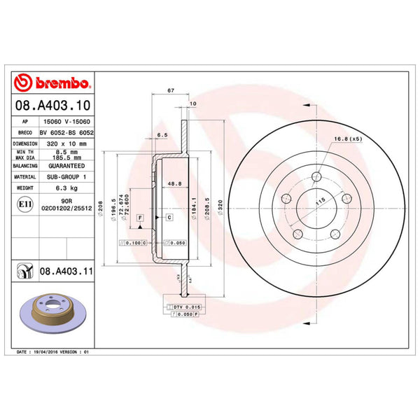 Disco De Freno Delantero / Trasero Para Dodge Magnum 2005-2006