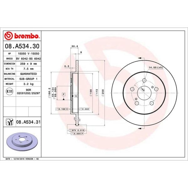 Disco De Freno Trasero Para Toyota Corolla 2009-2019