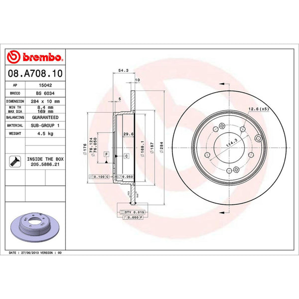 Disco De Freno Trasero Para Hyundai Sonata 2006-2019