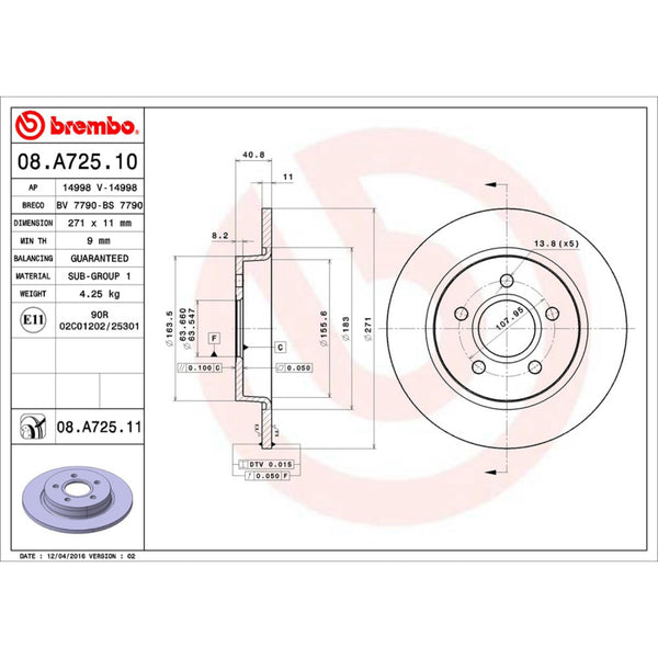 Disco De Freno Trasero Para Ford Focus 2012-2018