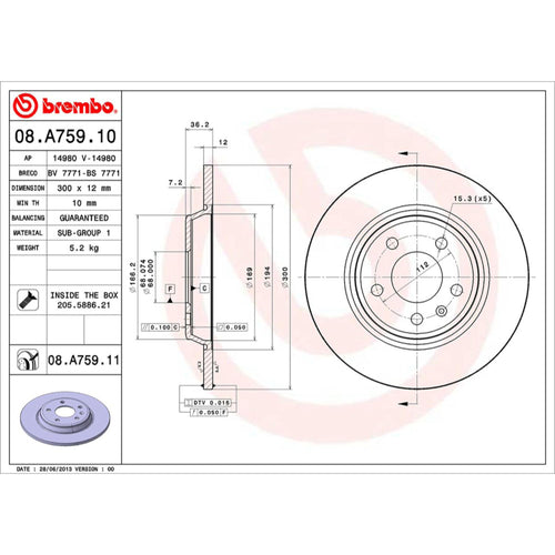 Disco De Freno Trasero Para Audi A4 2009-2016