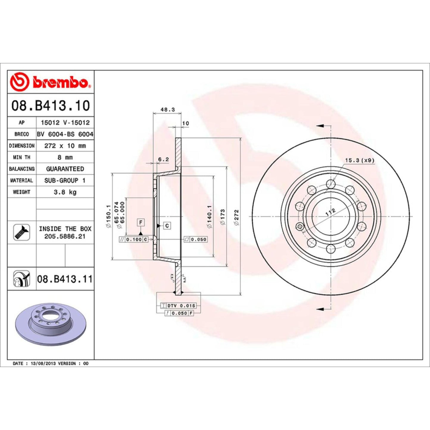 Disco De Freno Trasero Para Audi A3 2004-2019