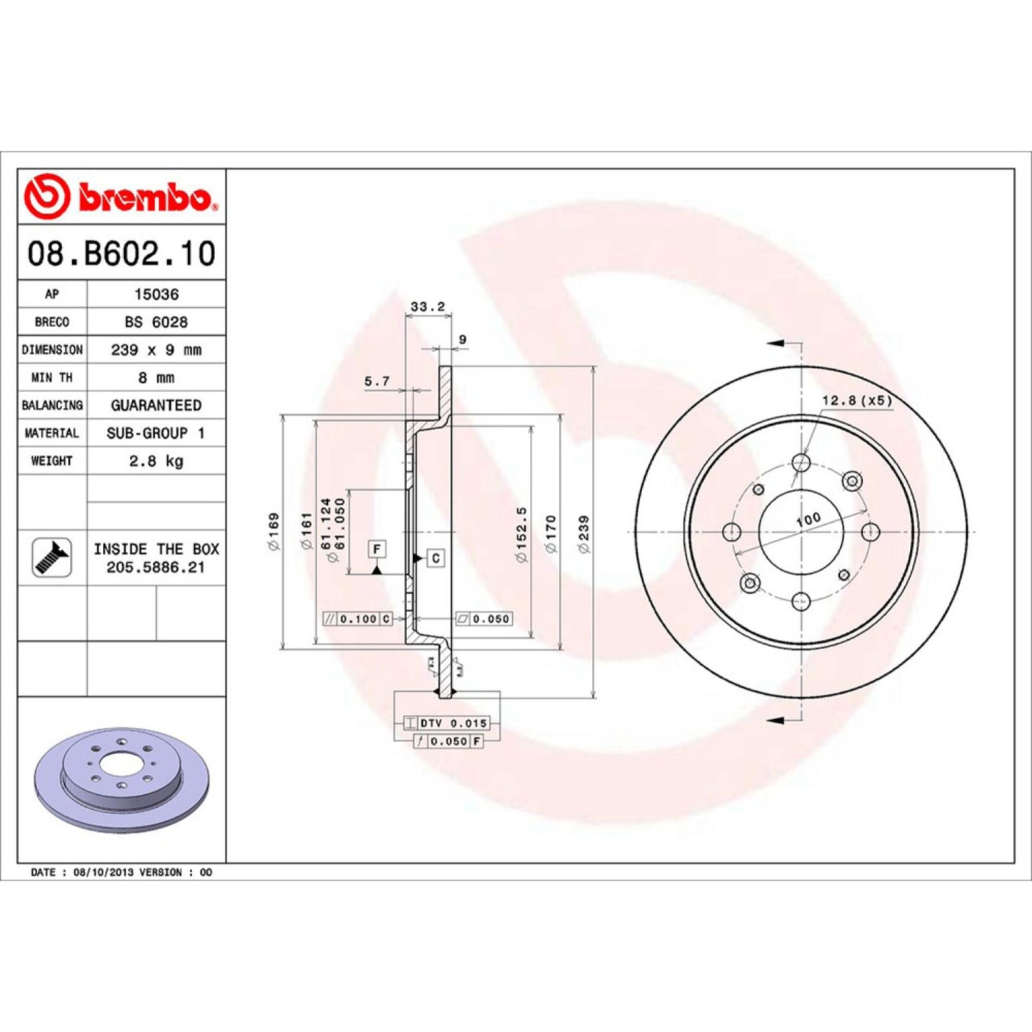 Disco De Freno Trasero Para Honda Fit 2009-2014
