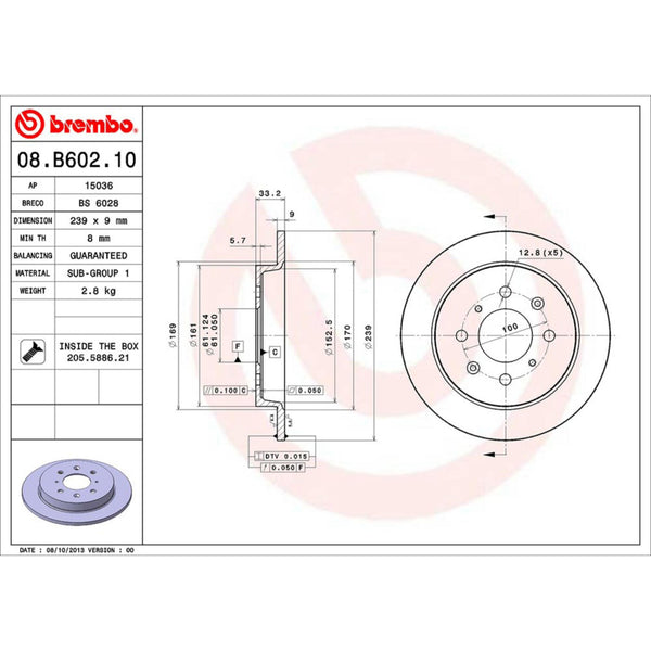 Disco De Freno Trasero Para Honda Fit 2009-2014